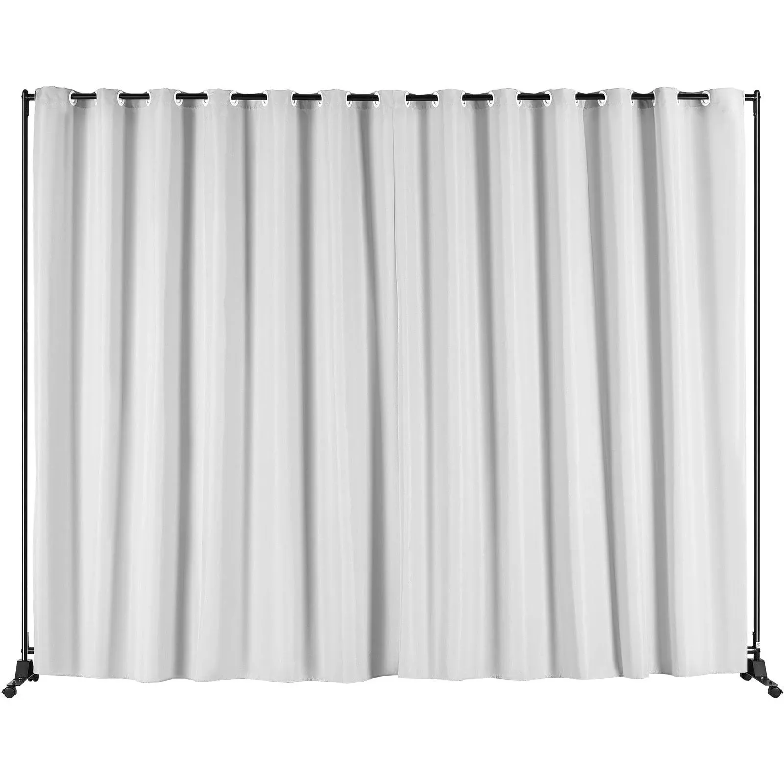 VEVOR 8 x 10 ft. Room Divider Portable Panel Room Divider with Wheels Curtain Divider Stand Room Divider Privacy Screen - Light Grey