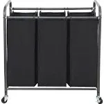 Household Essentials Rolling Triple Laundry Sorter - Black