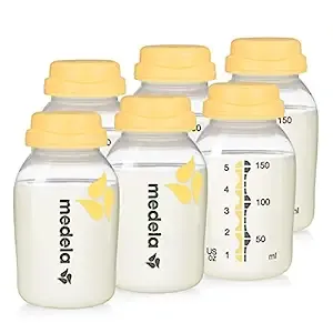 Medela Breast Milk Collection and Storage Bottles Set, 5oz, Clear and Yellow, 87095, 6 Pack