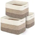 DOFASAYI Rope Storage Baskets 3-Pack - Woven Baskets for Storage | Baby Basket for Nursery Storage, Collapsible Storage Bins & Toy Organizer with