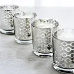 Efavormart 6 Pack - Silver Mercury Glass Votive Candle Holders, Honeycomb Design Tealight Holders for Home Decor Weddings Parties Table Centerpieces