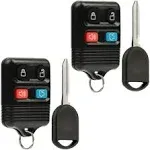 Car Key Fob Keyless Entry Remote fits Ford, Lincoln, Mercury, Mazda with Ignition Key (CWTWB1U331 GQ43VT11T CWTWB1U345 4-btn), Set of 2