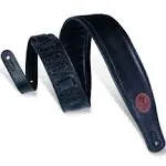 Levy's 3-Inch Signature Series Garment Leather Guitar Strap, Black