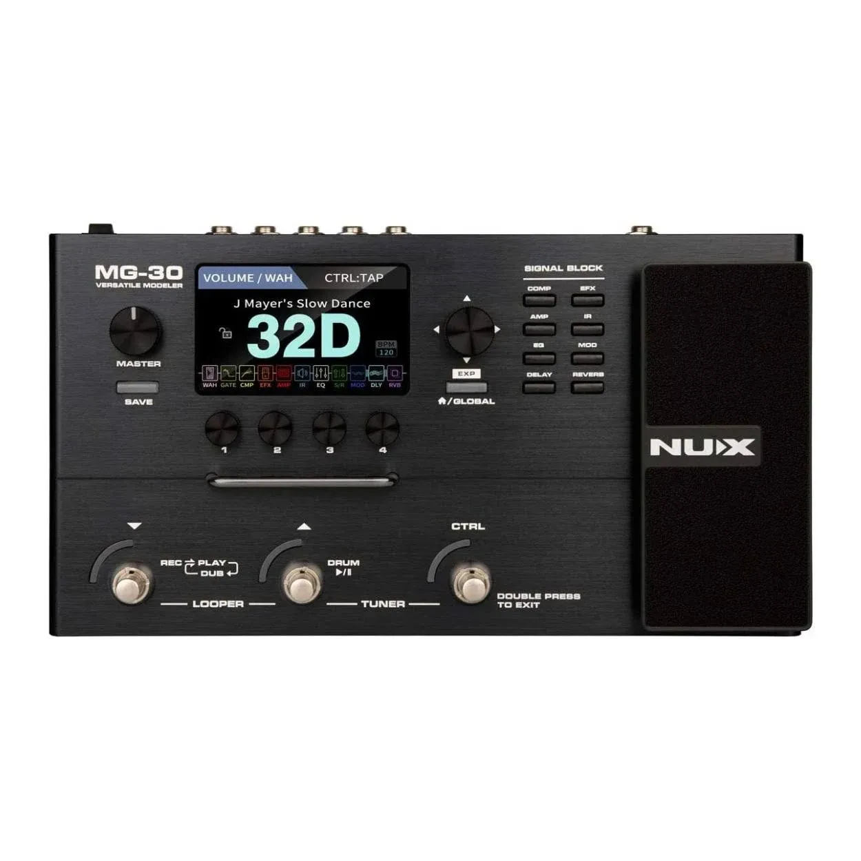 Guitar Multi-Effects Pedal Modeling Processor, Nux Mg-30, With, 4'' Color Lcd.