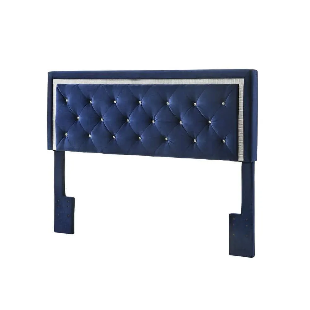 Queen/Full Tufted Velvet Headboard in Navy Blue - Transitional - Headboards - by Homesquare | Houzz