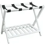 Casual Home Luggage Rack with Shelf - White