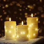 Rechargeable Flameless Candle With String Lights Usb Lvory Led Candle With Remot