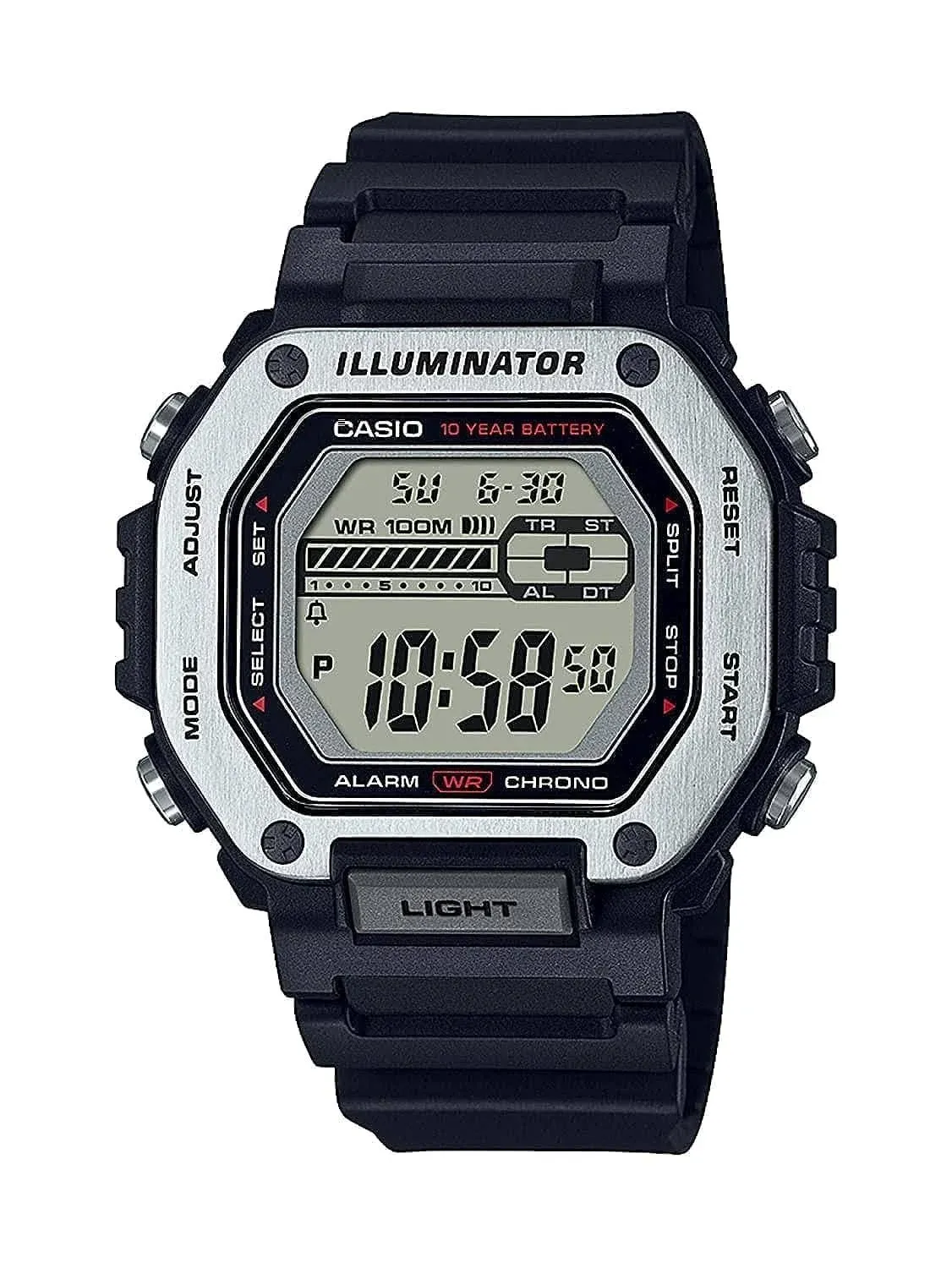 Casio MWD110H-1AV Men`s Illuminator Digital Silver Black Resin Watch