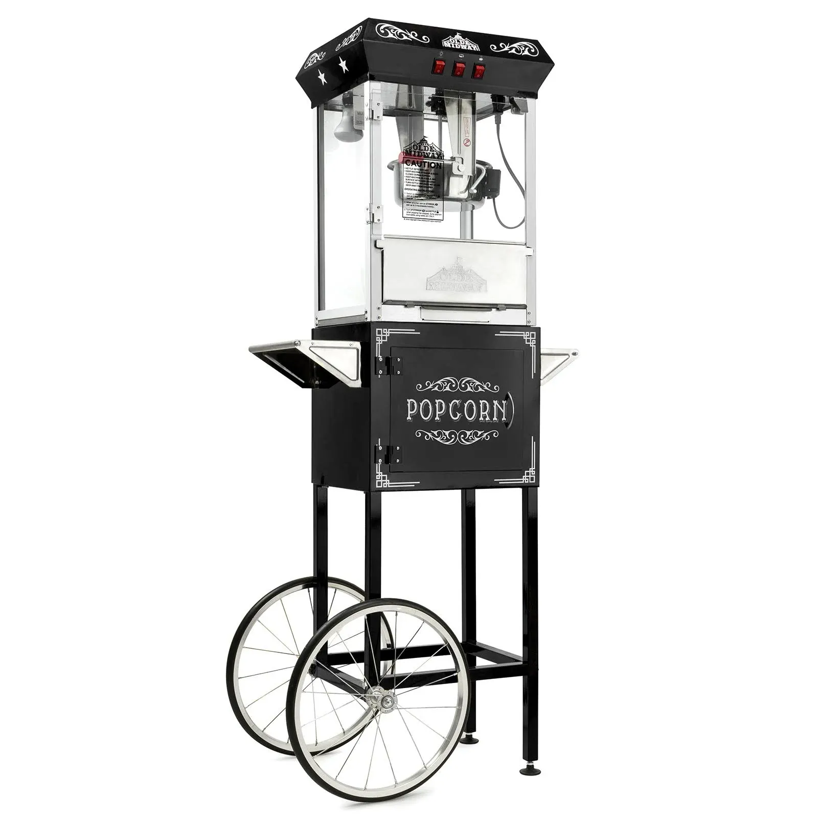 Olde Midway Vintage Style Popcorn Machine Maker Popper with Cart and 10-Ounce ...