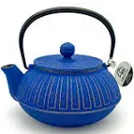 Iwachu Japanese Cast Iron Tetsubin Teapot, Gold Azure Chrysanthemum