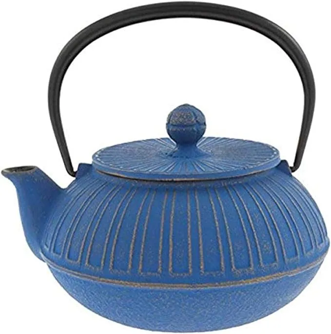 Iwachu Japanese Cast Iron Tetsubin Teapot, Gold Azure Chrysanthemum