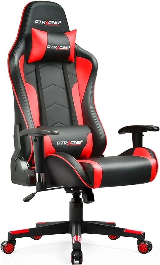 GTRACING Red Music Gaming Chair with Bluetooth Speakers