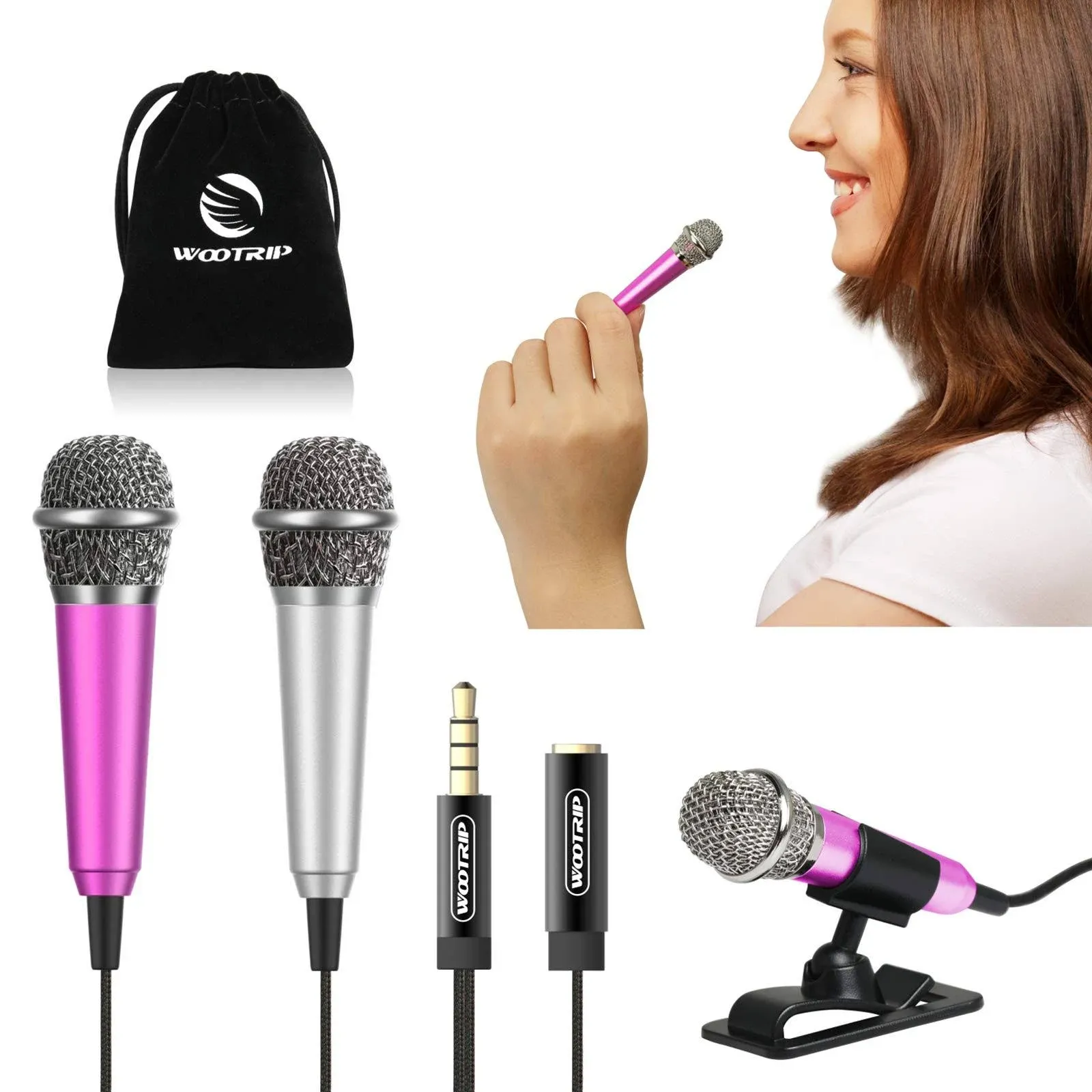 2PCS Mini Karaoke Microphone Mini Voice Recording Microphone Portable Karaoke...