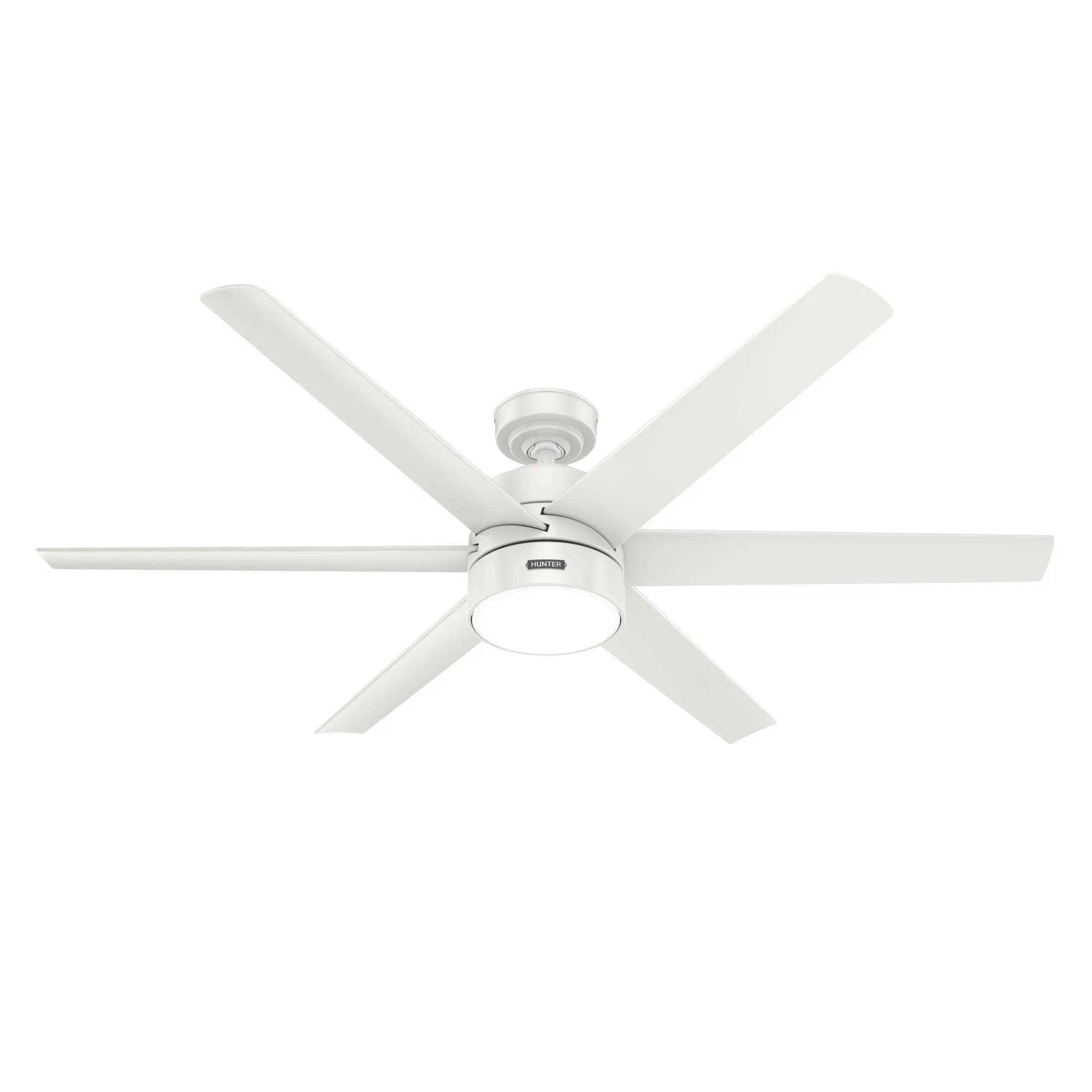 Hunter Solaria ENERGY STAR 60-in Fresh White Integrated LED Indoor/Outdoor Ceiling Fan with Light (6-Blade) Lowes.com