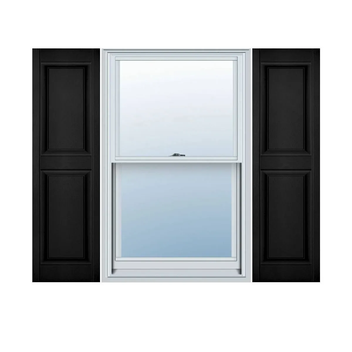 14.75 in. x 31 in. Raised Panel Vinyl Exterior Shutters Pair in Black