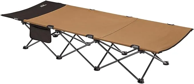 MOUNTAIN SUMMIT GEAR Horizon Cot, Foldable Camping Cot for Children & Adults, Durable Sleeping Pad with Steel Frame That Holds 300 lbs, Folding Bed Includes Side Storage (by Caddis Sports Inc.)