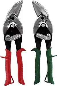 Midwest Snips Midwest Special Hardness Aviation Snip - Left and Right Cut Offset Stainless Steel Cutting Shears with Forged Blade & KUSH'N-POWER