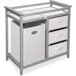 Badger Basket Modern Changing Table With 3 Baskets And Hamper - Gray