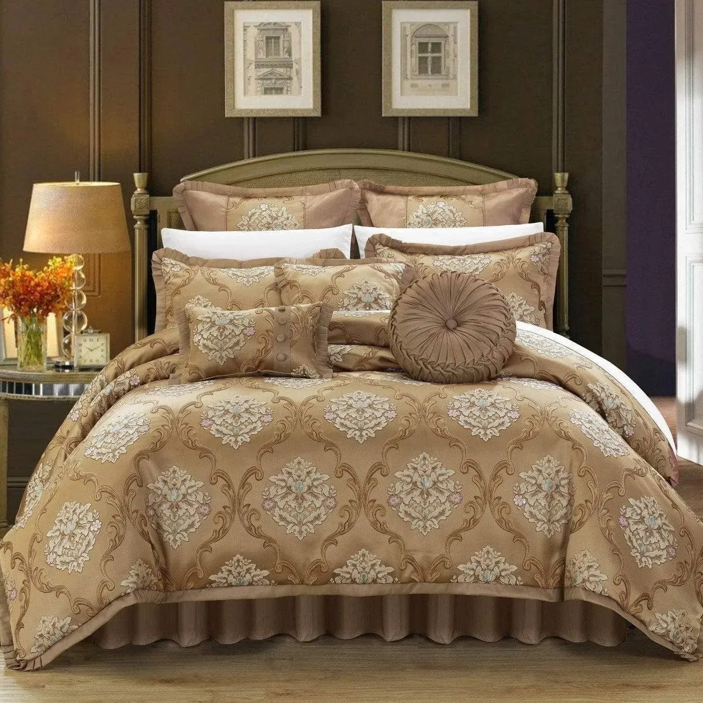 Aubrey 9-pc King Comforter Set Bedding In Gold