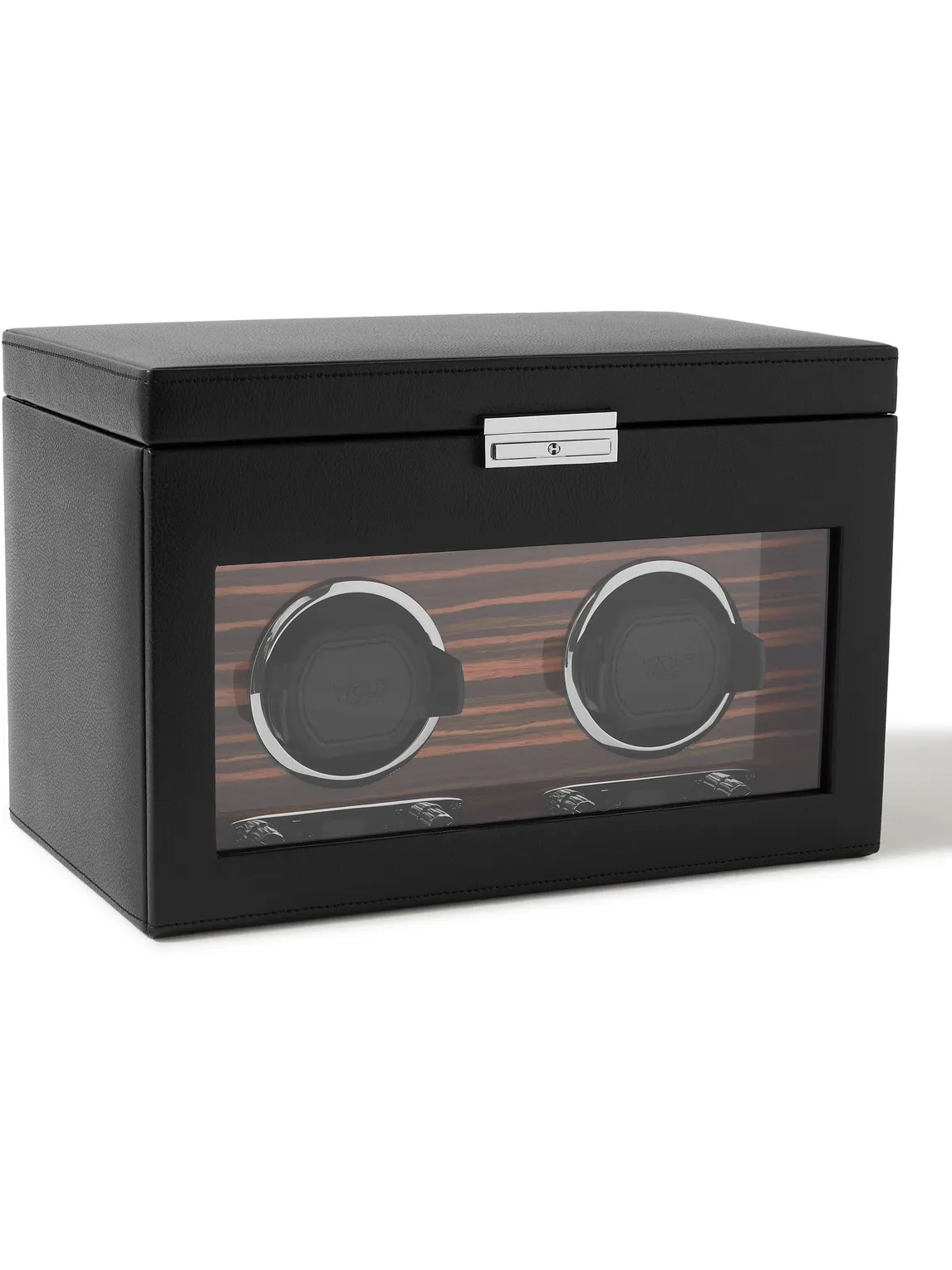 Roadster Pebble-grain Vegan Leather Double Watch Winder In Metal