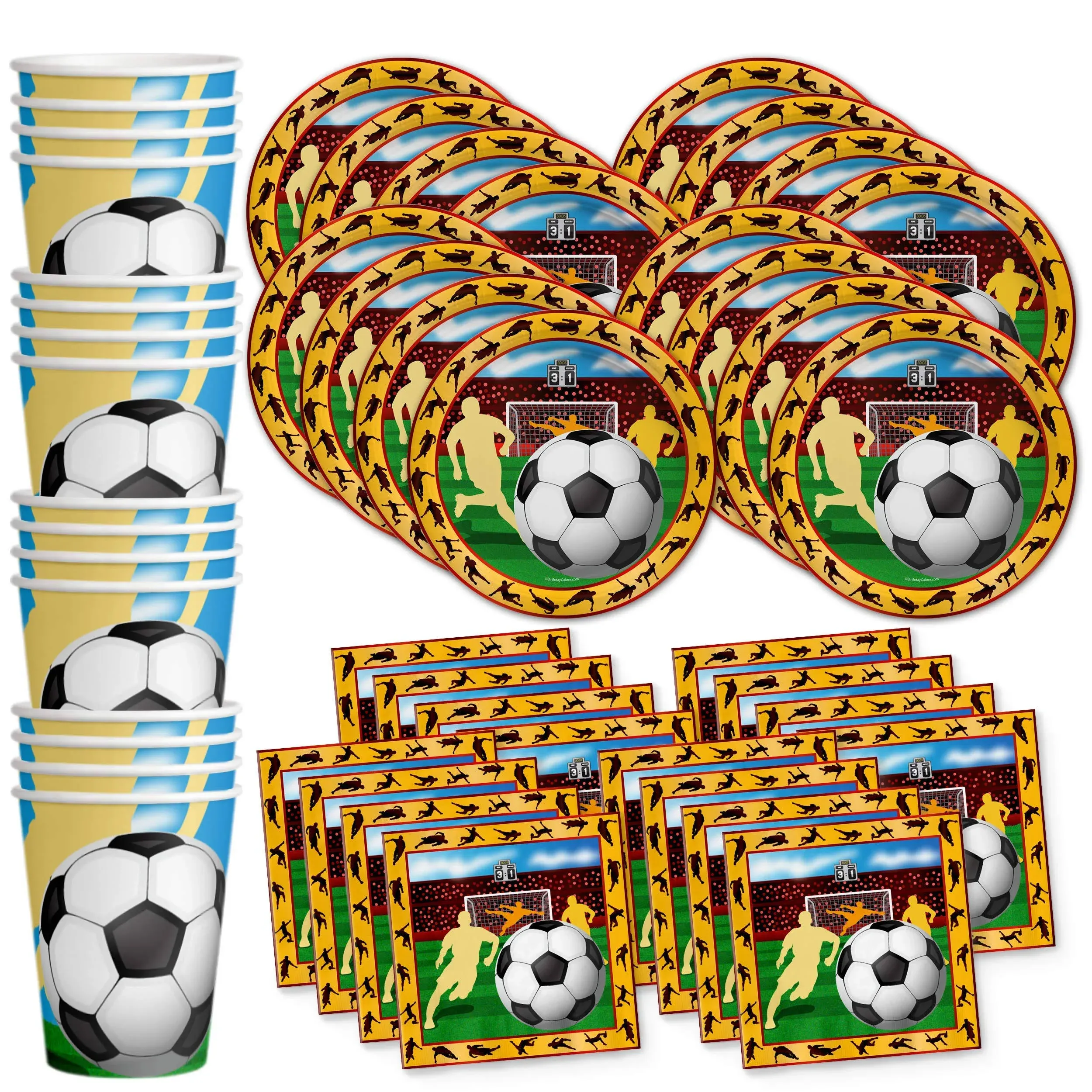 Birthday Galore Soccer Sports Birthday Party Supplies Set Plates Napkins Cups ...