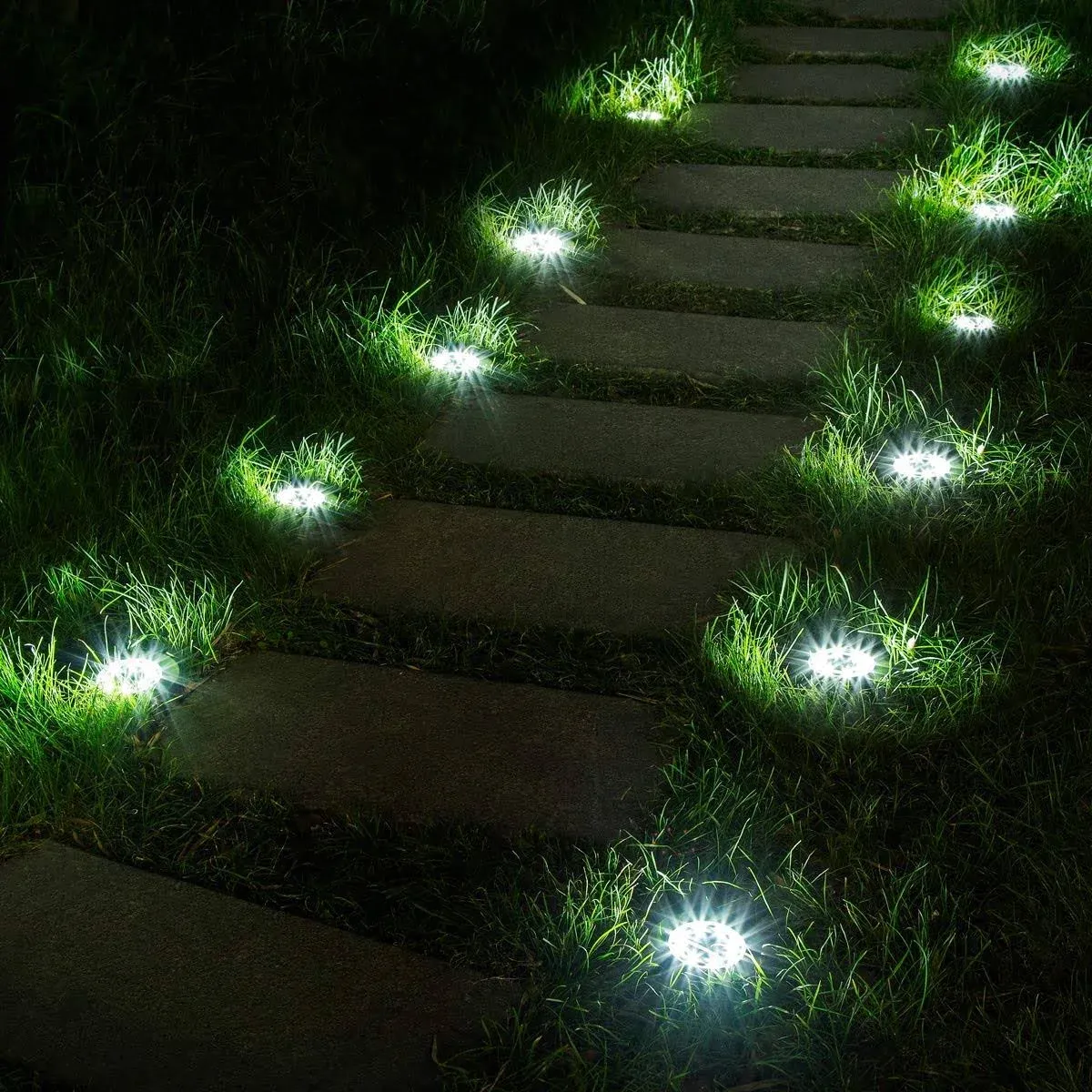 SOLPEX Solar Ground Lights, 12 Pack Solar Lights Outdoor Waterproof, 8 LED Solar Powered Landscape Lighting for Garden Yard Patio Driveway Pathway Walkway (Warm White)