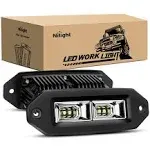 Nilight 2Pcs 40W Flush Mount LED Pods Flood LED Work Light Bar, Off Road Back...