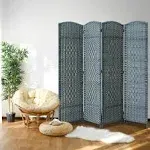 Jostyle Room Divider with Hand-Woven Design, 4-Panel Folding Privacy Screen