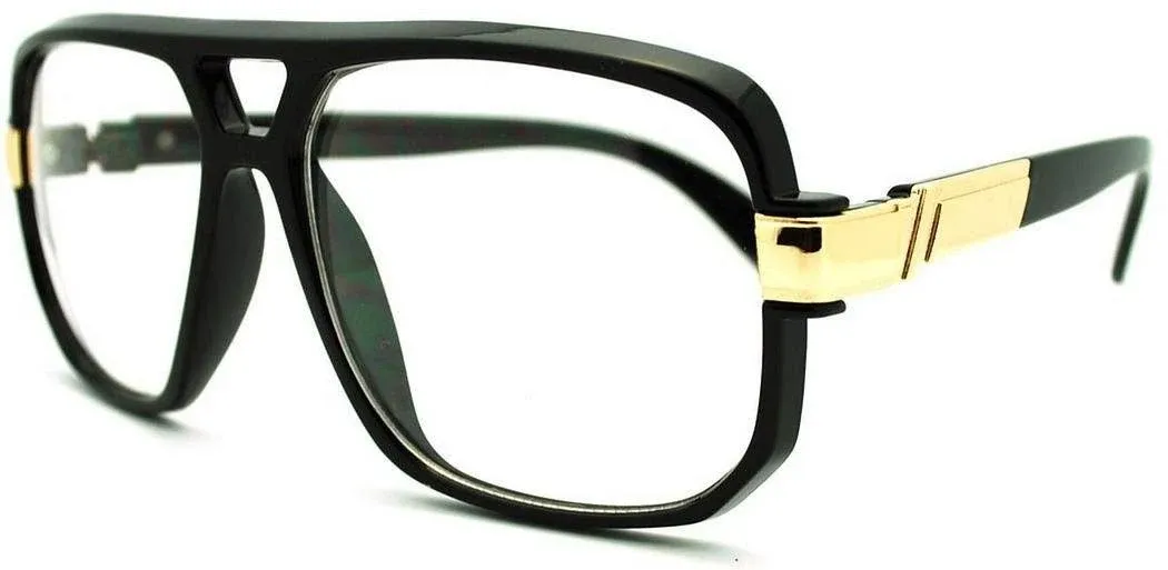 Vision World V.w.e. Classic Square Frame Plastic Flat Top Glasses /w Metal Trimming and Clear Lens Adult