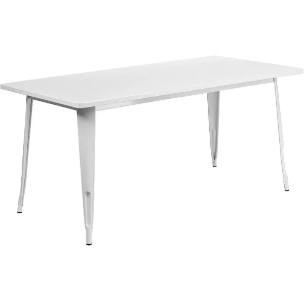 Flash Furniture Rectangular White Metal Indoor-Outdoor Table 