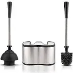 Umien Toilet Brush and Plunger Set with Freestanding Canister