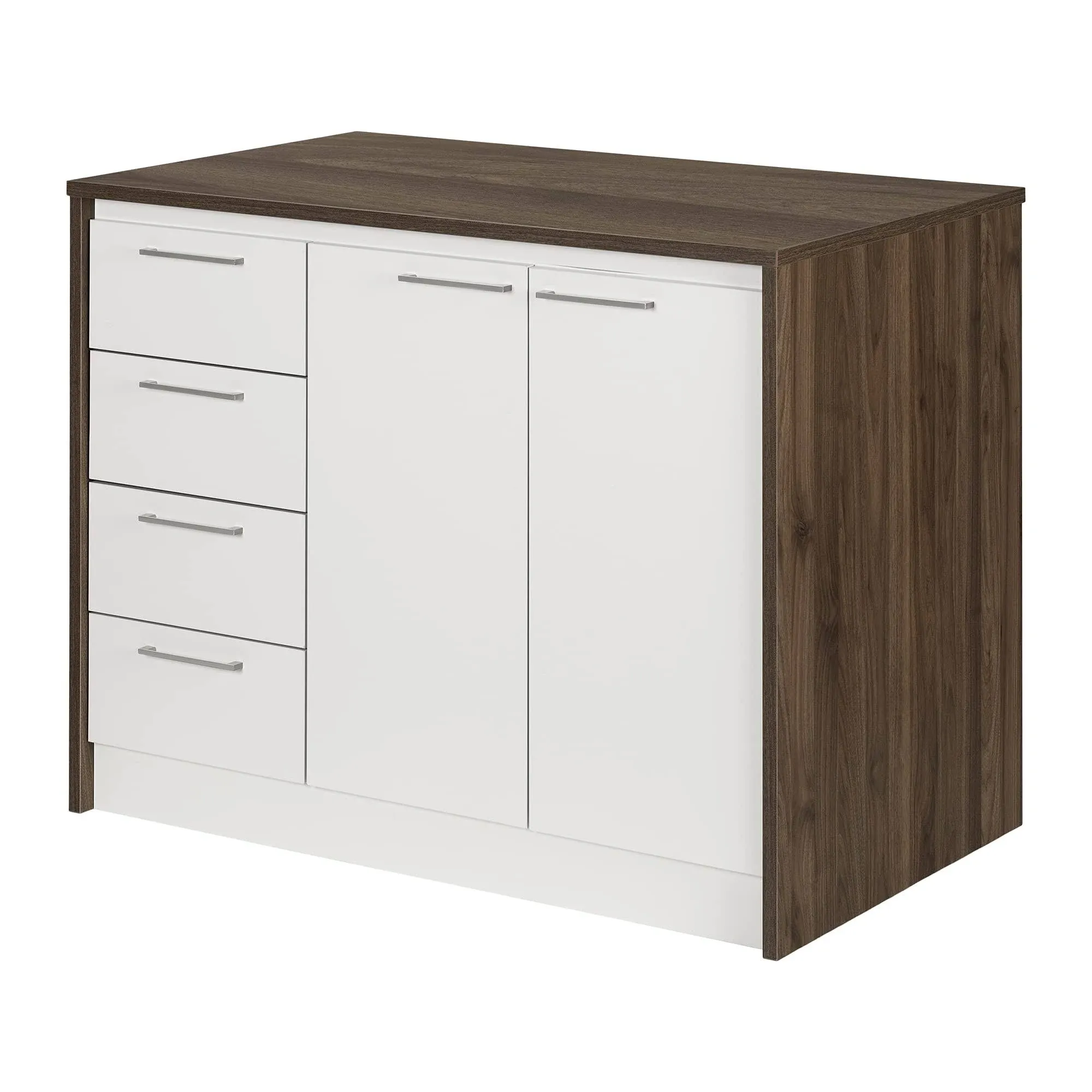 Myro Kitchen Island Natural Walnut and White South Shore