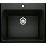 Liven 25 in. Dual Mount Rectangular Laundry Sink - Coal Black