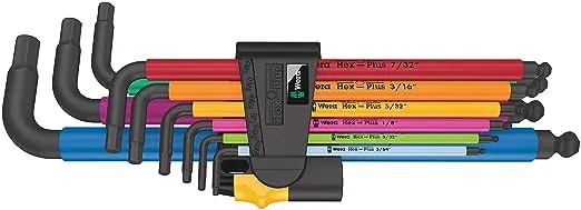 Wera 05022640001 950/9 Hex-Plus Multicolour Imperial 2 L-Key Set, Imperial, BlackLaser, 9 Pieces