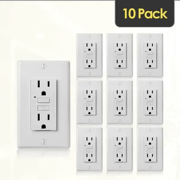 Faith [10-Pack] 15A GFCI Outlets, Non-Tamper-Resistant GFI Duplex Receptacles ...