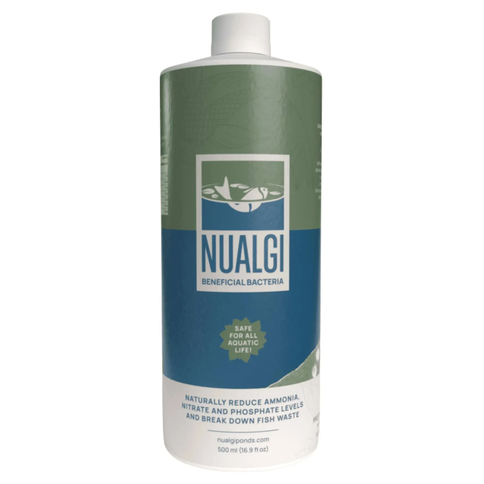 Nualgi Beneficial Bacteria, 16.9 oz Enzyme Bacteria for Freshwater & Organic Ponds, Starter Bacteria for Outdoor Water Gardens, Natural Pond Stabilizer for Fish, Pets & All Aquatic Life