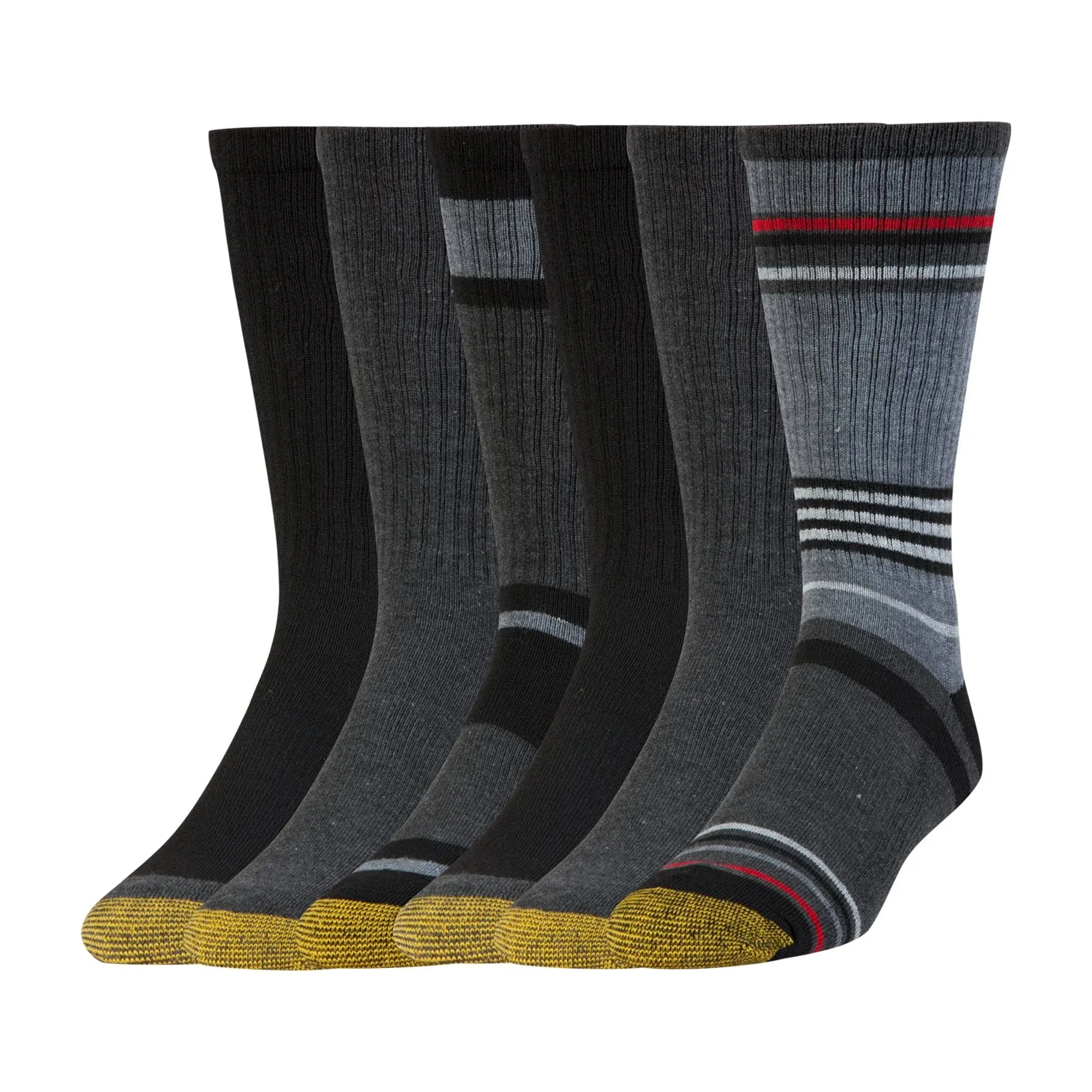 Gold Toe Men's Fashion Sport Crew Socks (6 Pair Pack) Grey Multi