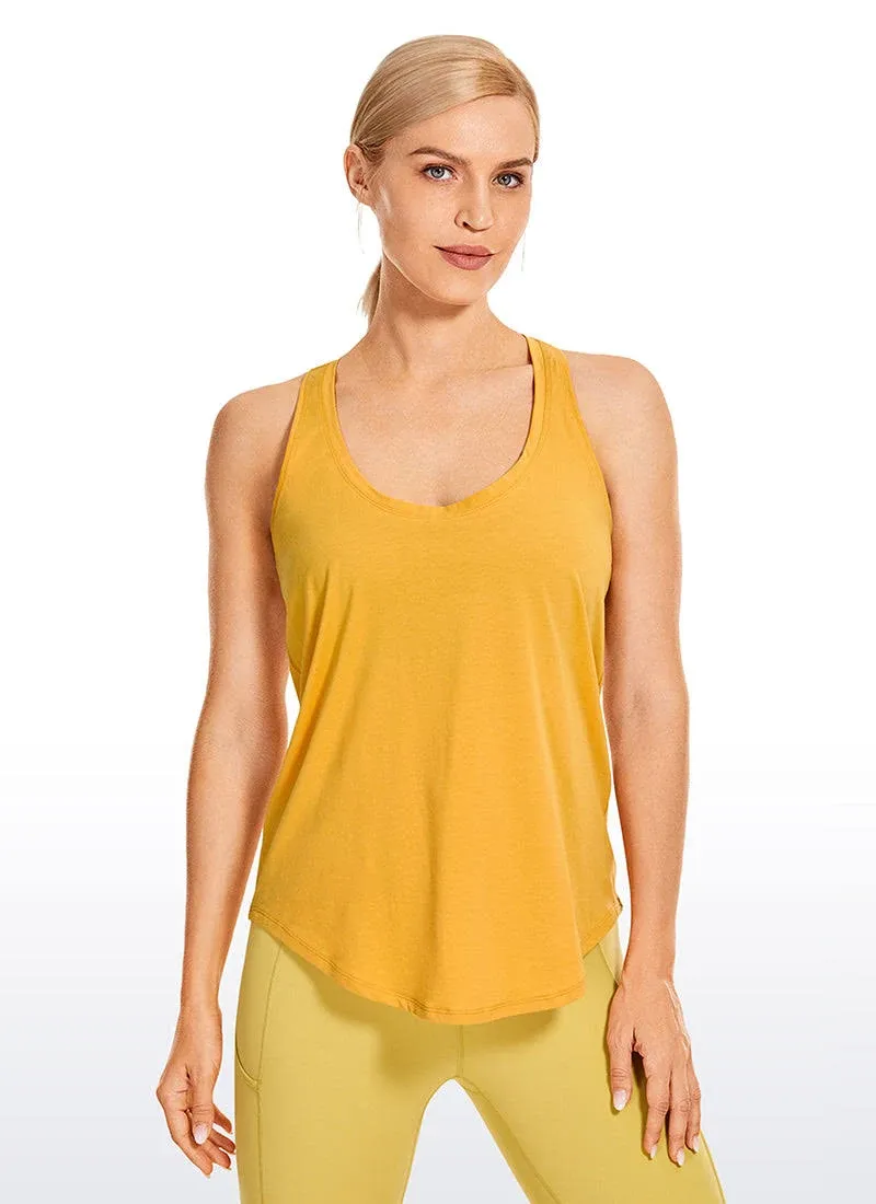 CRZ Yoga Women's Yoga Loose Fit Tops Pima Cotton Tank Racerback Amber Yellow / XL