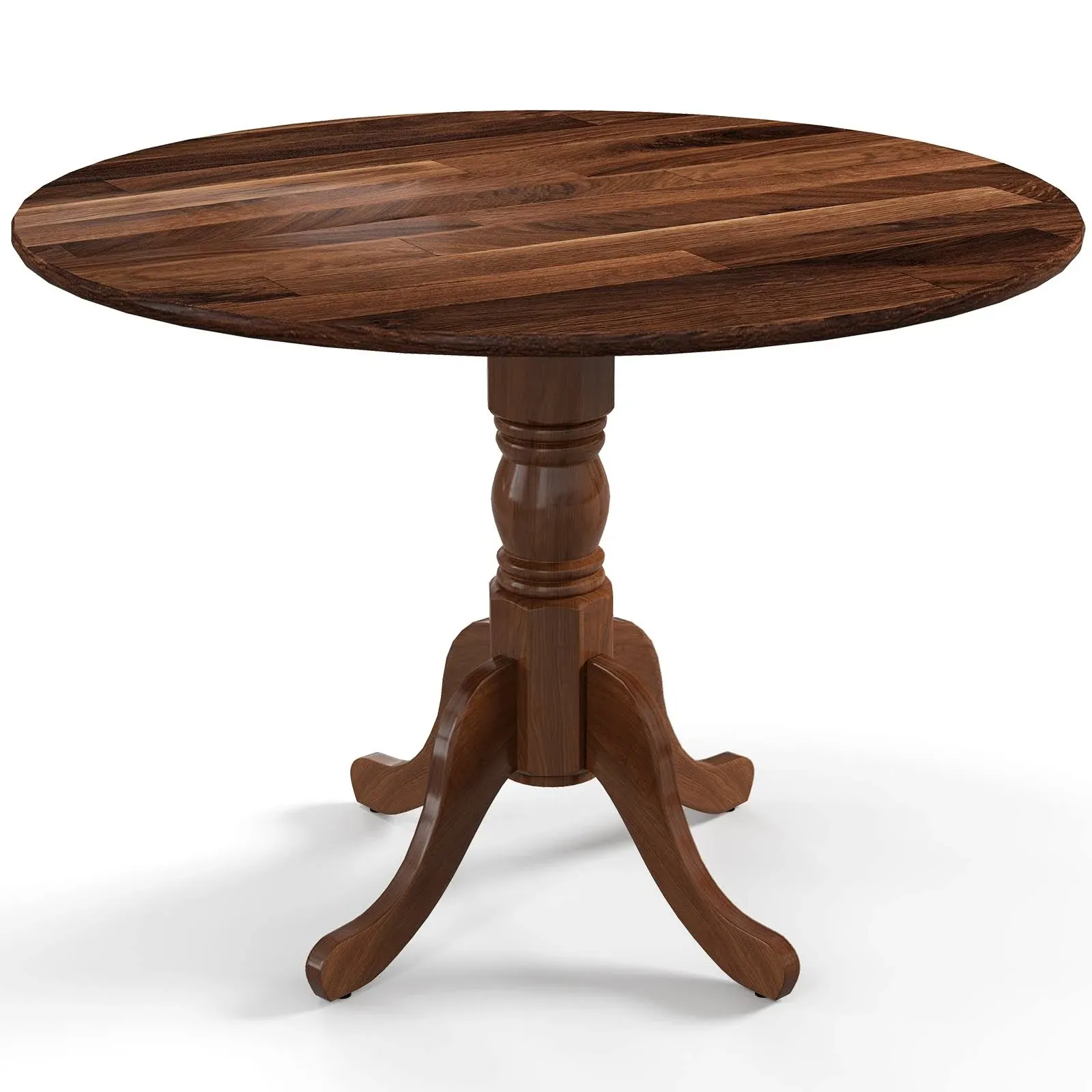 Wooden Dining Table with Round Tabletop and Curved Trestle Legs Natural