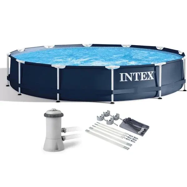 Intex Metal Frame 12' x 30" Above Ground Swimming Pool with Pump