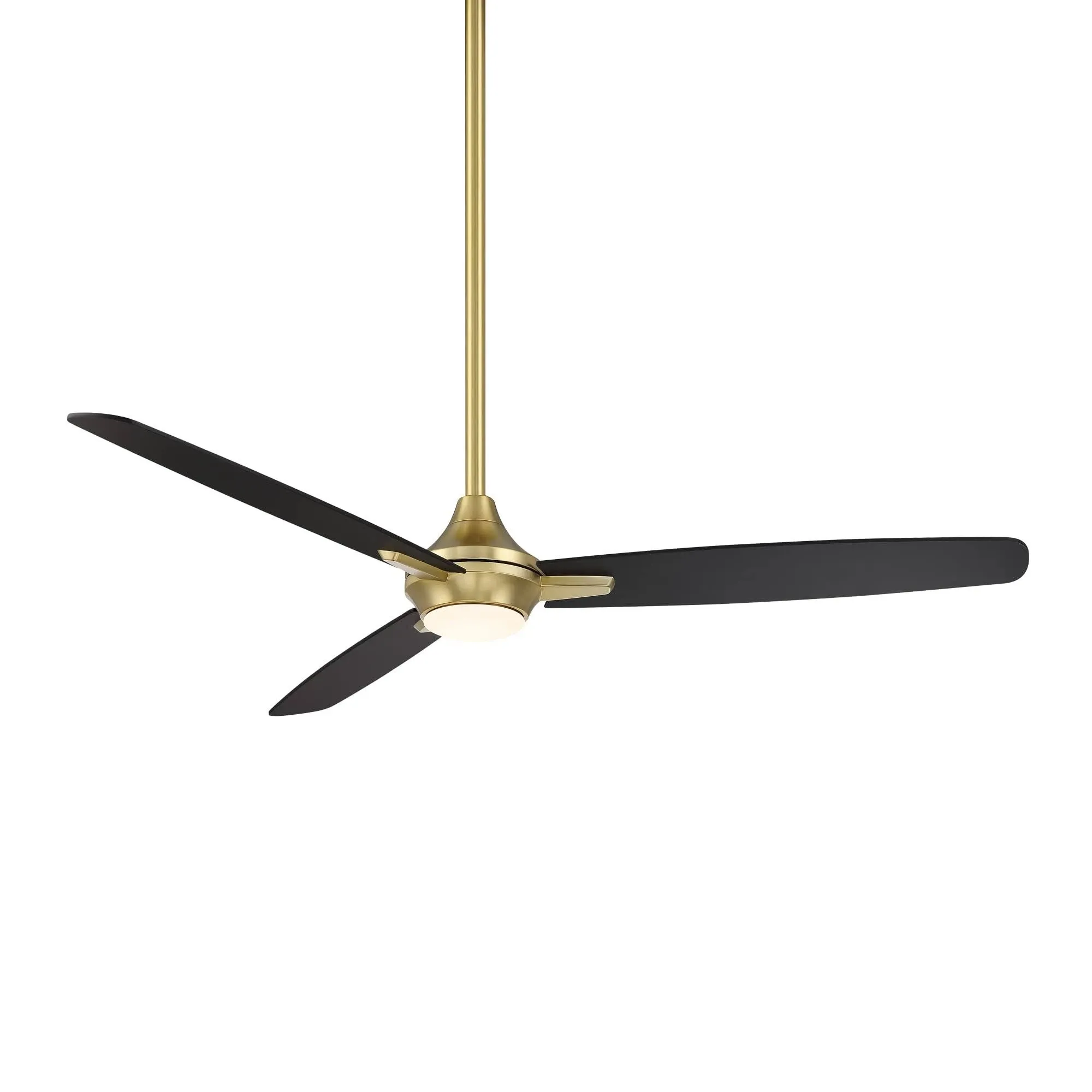 Blitzen 54 inch Soft Brass Matte Black with Matte Black Blades Downrod Ceiling Fans, Smart Fan