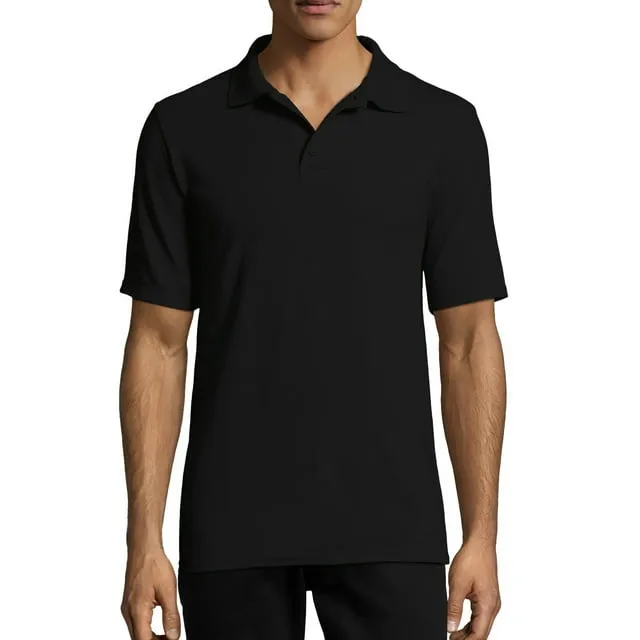 Hanes X-Temp Men's Performance Polo Shirt with Odor Control Black L