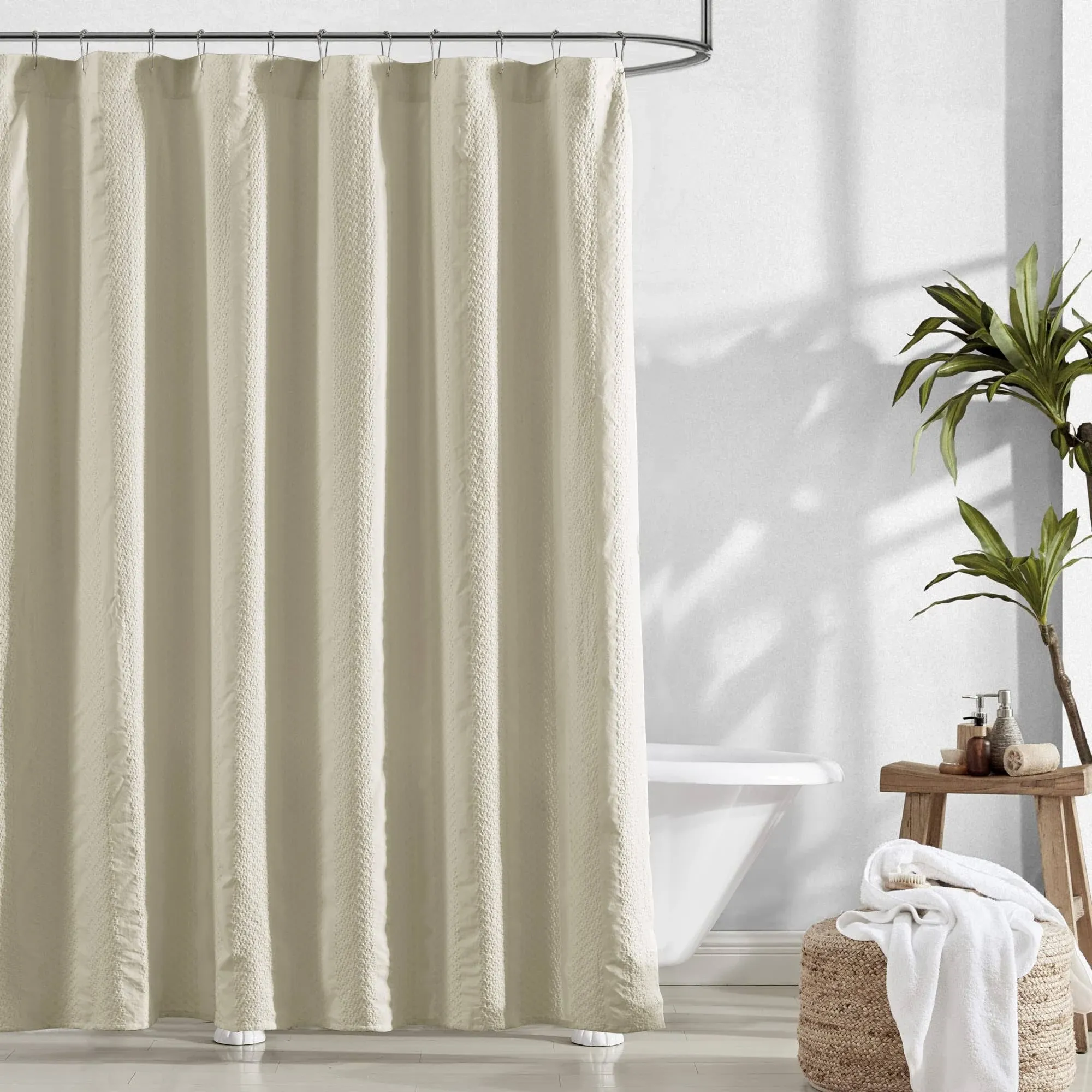 Brielle Home Billie Garment Washed Jacquard Stripe Shower