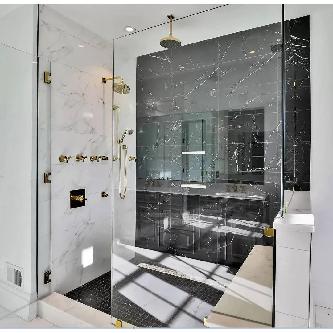 Nero Marquina 2x2 Square Grid Mosaic Tile Honed Black Marble, 1 sheet - Contemporary - Wall And Floor Tile - by Stone Center Online | Houzz