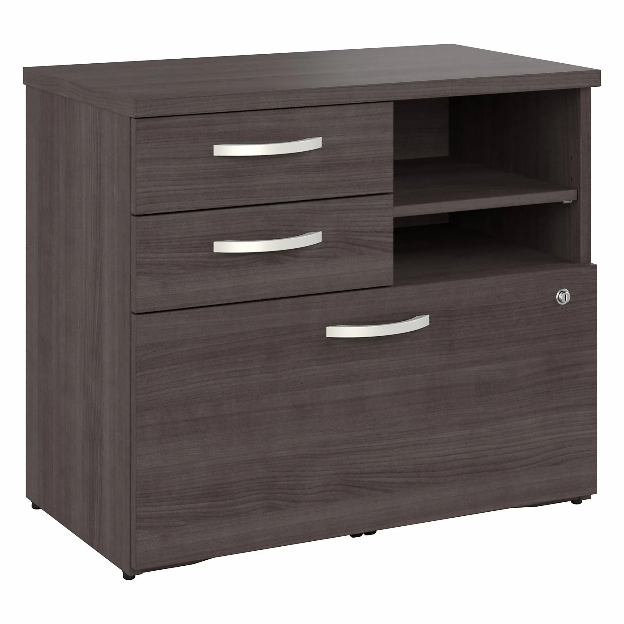 Bush Business Furniture Hybrid Office Storage Cabinet with Drawers and Shelves