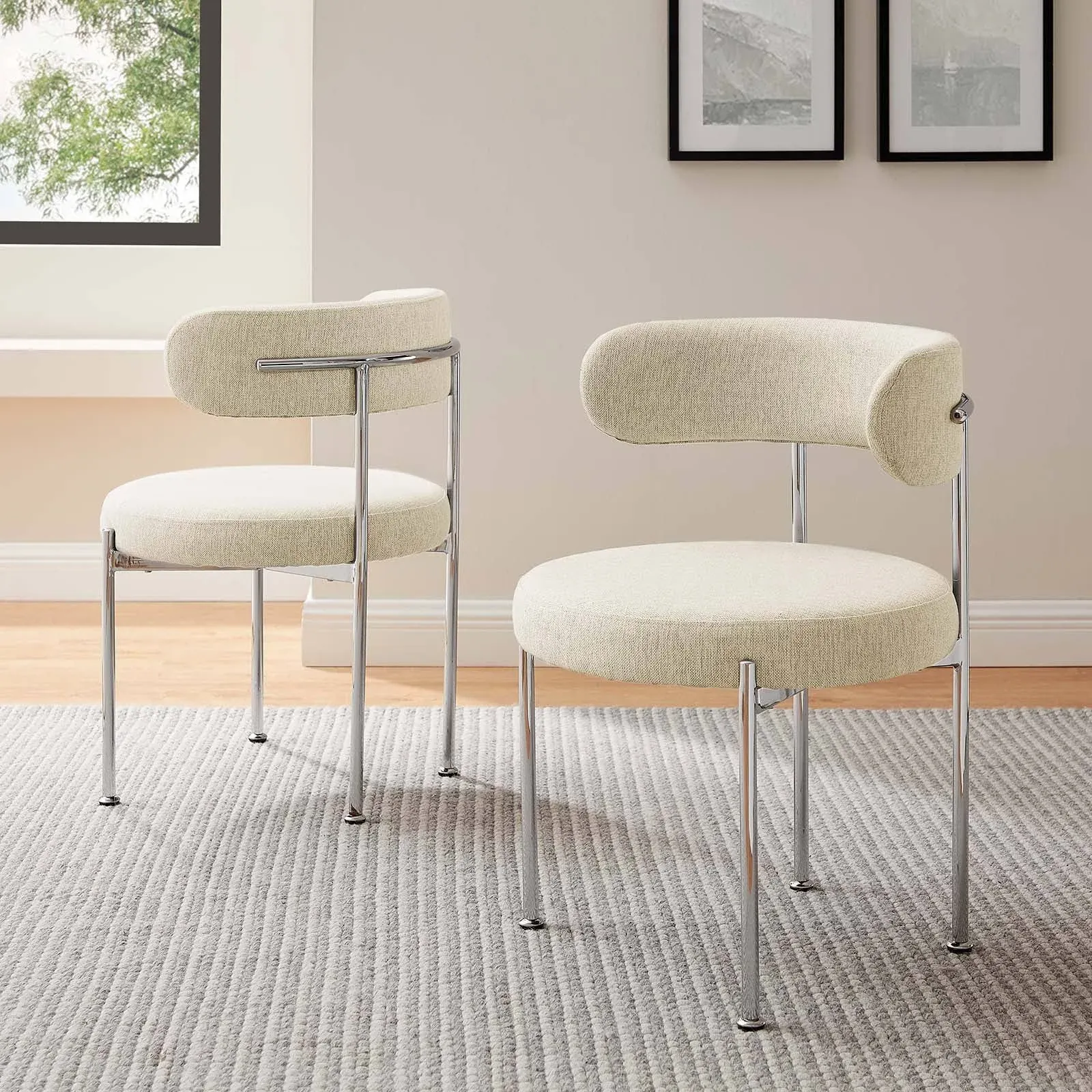 Albie Fabric Dining Chairs - Set of 2 - Beige Silver - Contemporary - Dining Chairs - by First of a Kind USA Inc | Houzz