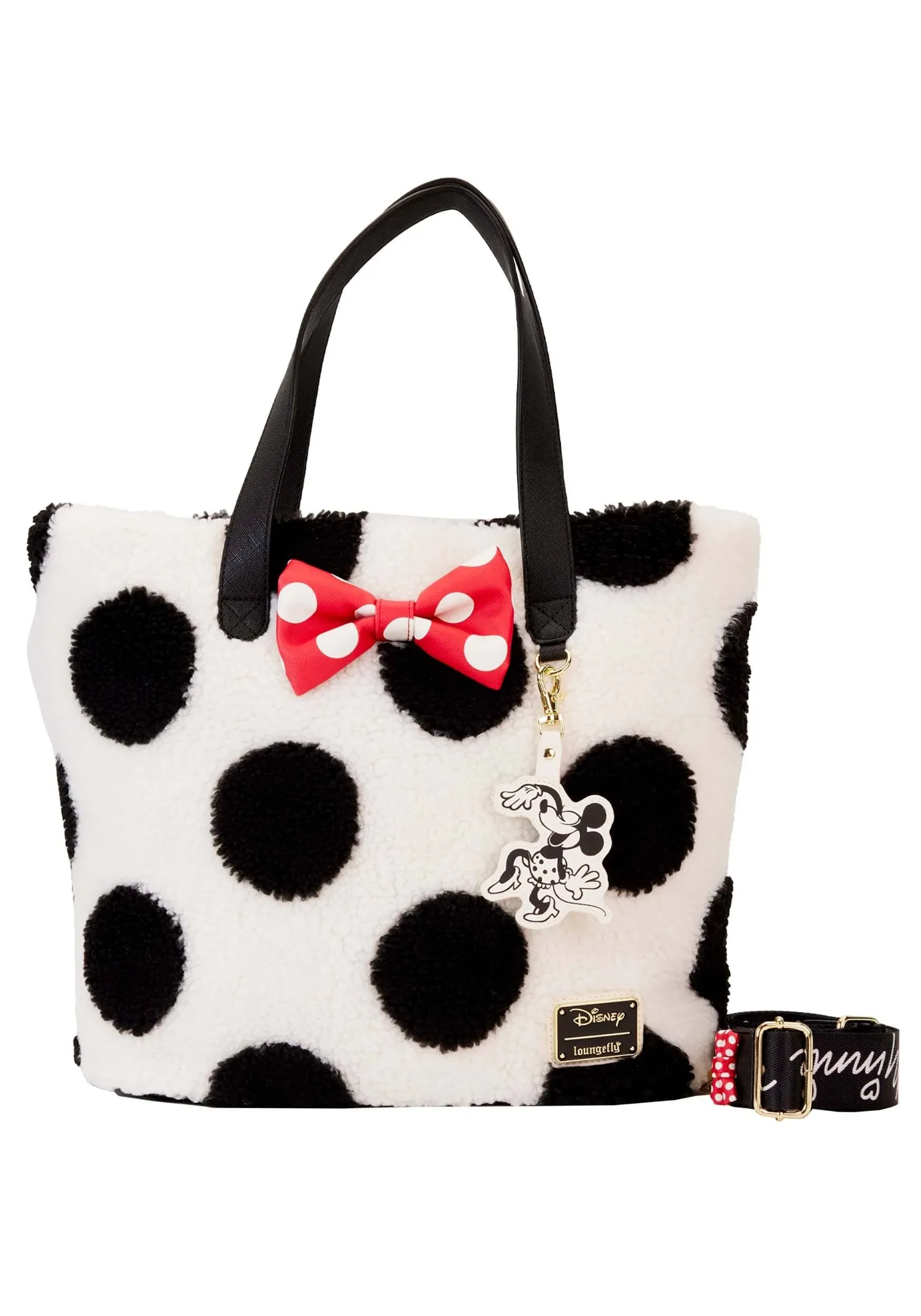 Loungefly Minnie Mouse Rocks The Dots Classic Sherpa Tote Bag