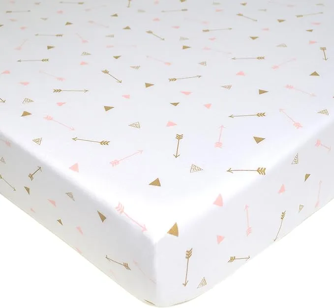 American Baby - Printed 100% Cotton Jersey Knit Fitted Crib Sheet, Sparkle Gold