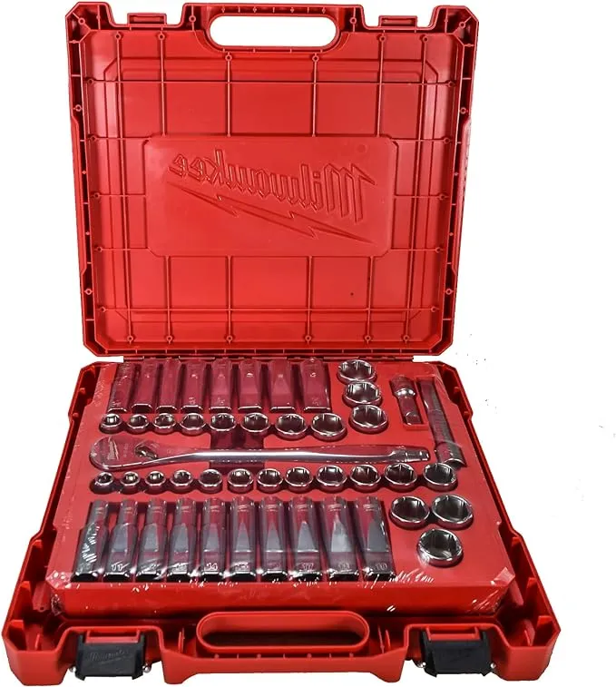 Milwaukee 1/2" 47pc FLAT FOUR Ratchet and Socket Kit- SAE/Metric 48-22-9010