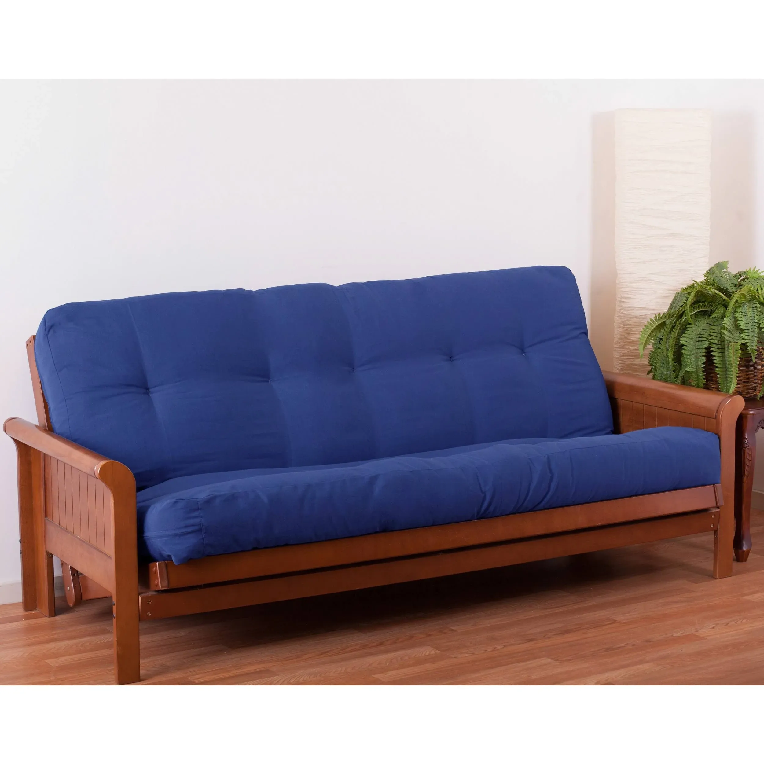 Blazing Needles 8 in. Renewal Twill Full Size Futon Mattress Royal Blue